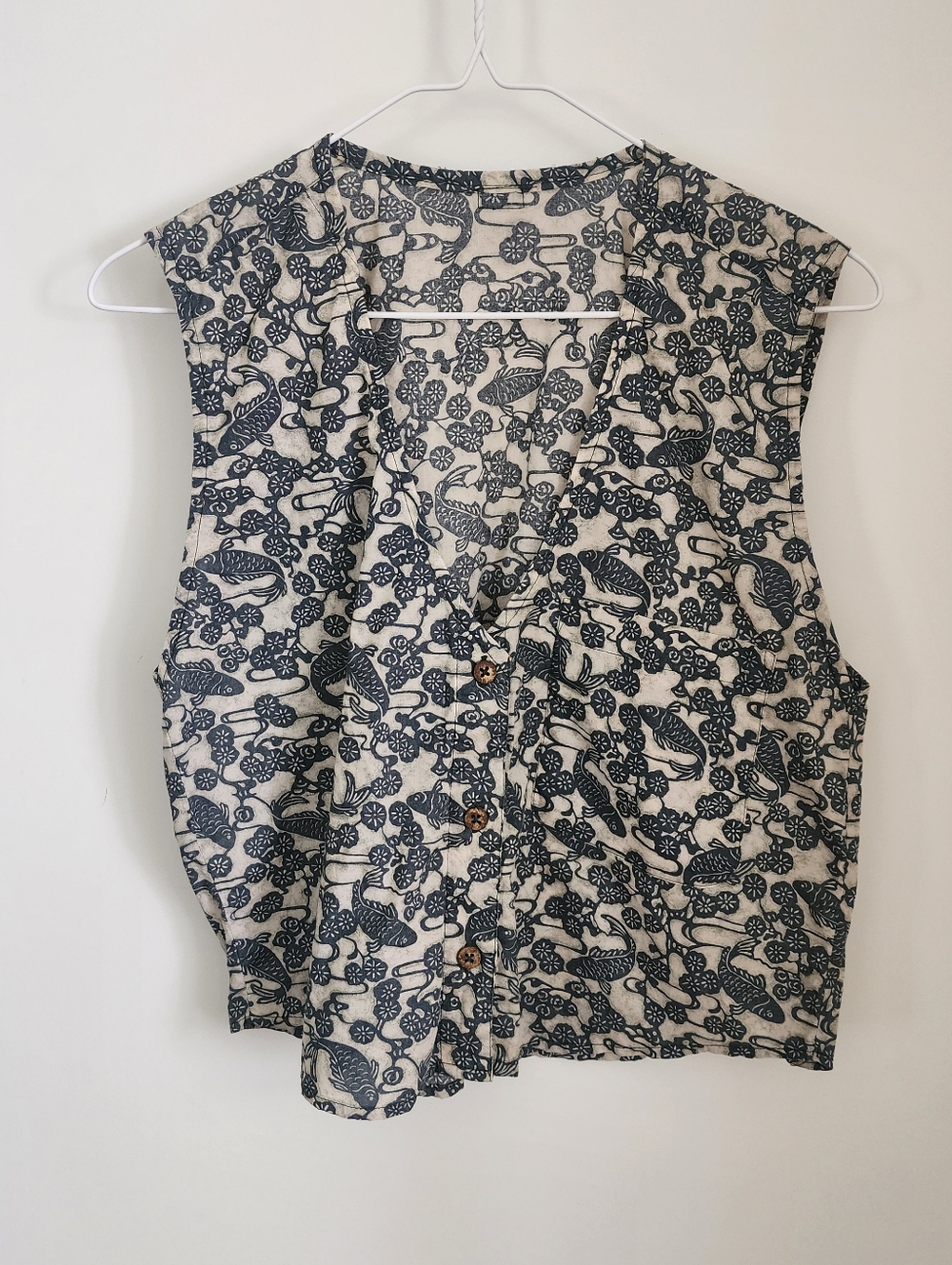 Vintage Women’s Patagonia Koi Fish Print Vest Top, Sz Medium